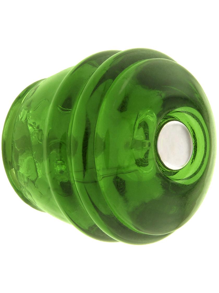 Round Forest Green Glass Cabinet Knob.